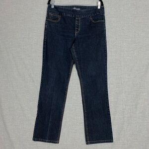 Reitmans Pull On Jeans Sz 13 Straight Leg High Rise Dark Wash Blue